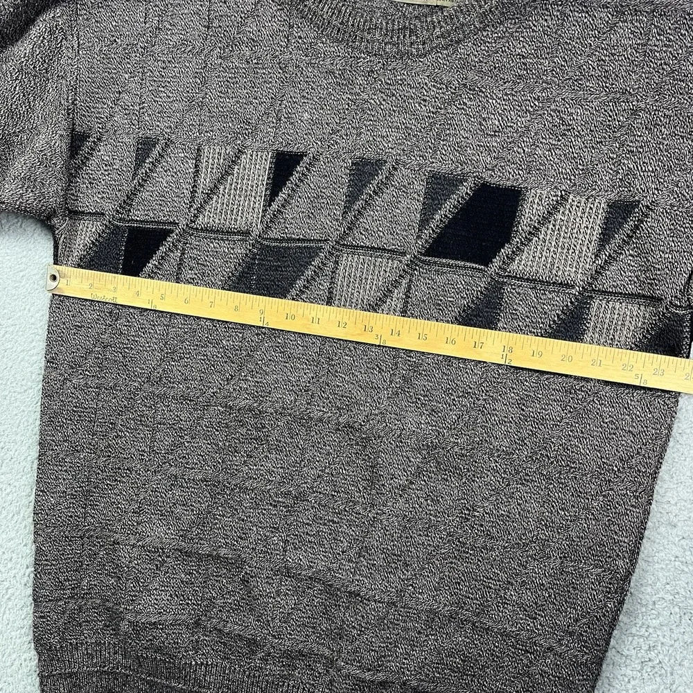 Vtg 90s PDX Jantzen Gray Knit Sweater Triangle Geometric Pullover Grandpa XLT‎